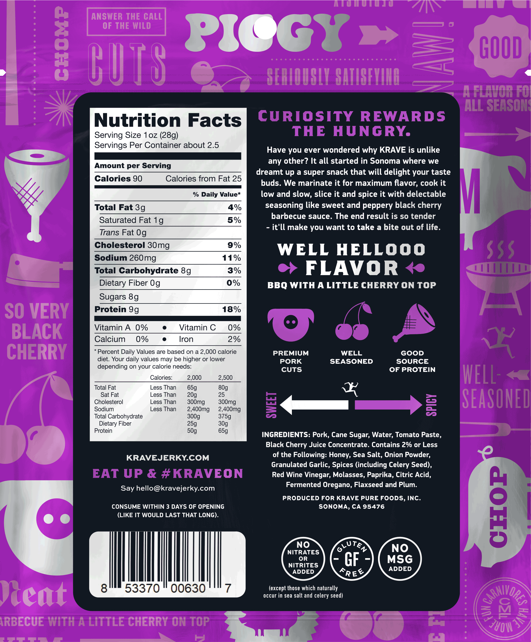 KRAVE Black Cherry Barbecue Meat Cuts KRAVE Jerky